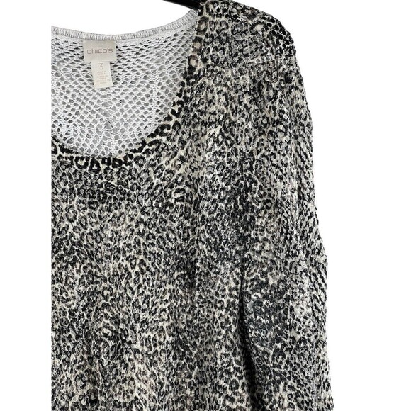 Chico’s Caftan Swim Cover Up Netted High Low Dress Size 3 US XL Animal Print - Picture 3 of 8